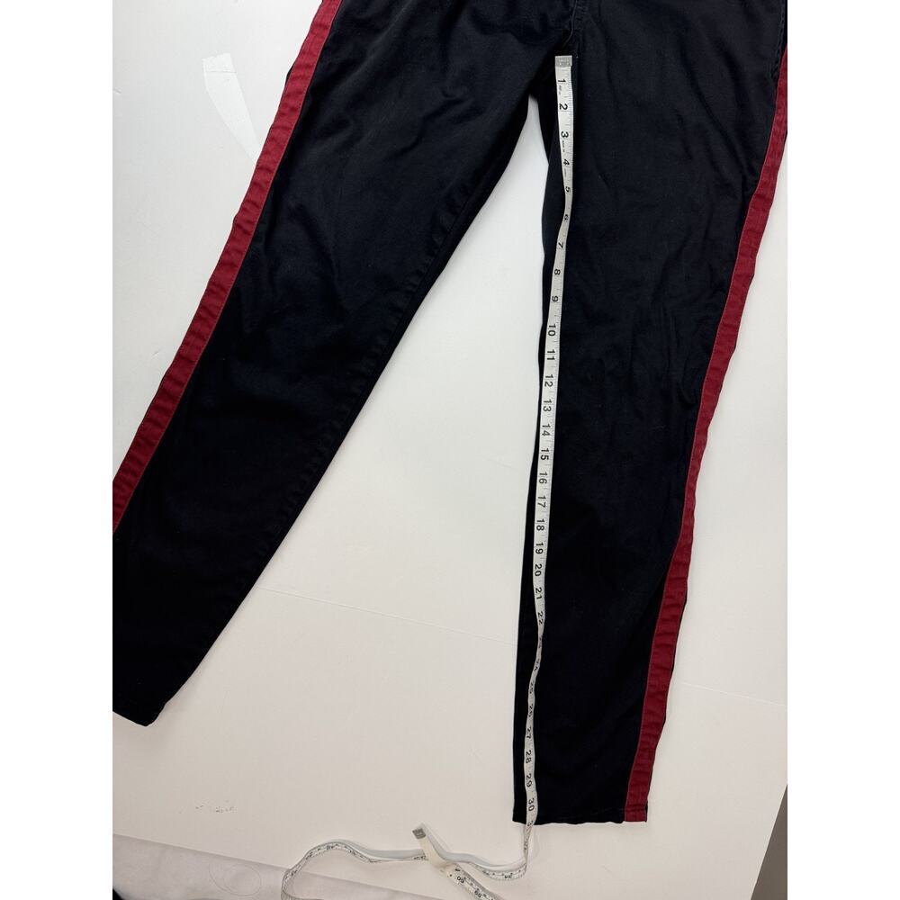 Guess G by Guess Black Skinny Pants Trousers Red Side Stripe Y2K Moto Punk 30*32 - Picture 5 of 10